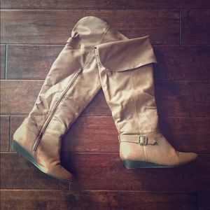 Camel Wedge Boots